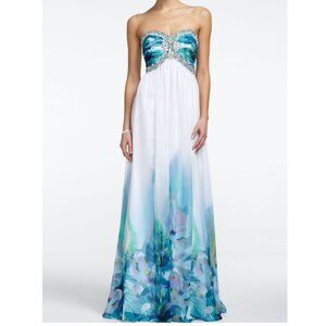 Gorgeous Cachet Strapless Chiffon Grecian Gown